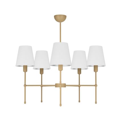 Taklampa på stång MADELA 5xE14/40W/230V vit/beige