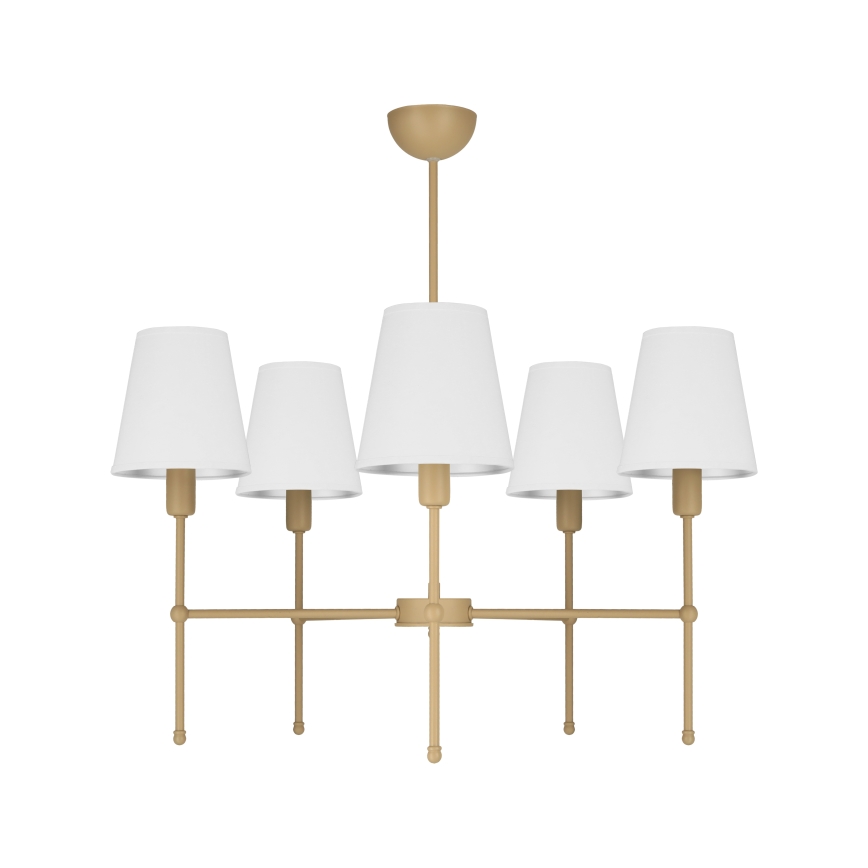 Taklampa på stång MADELA 5xE14/40W/230V vit/beige