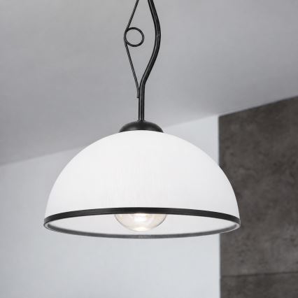 Taklampa på stång RETRO 1xE27/60W/230V svart/vit