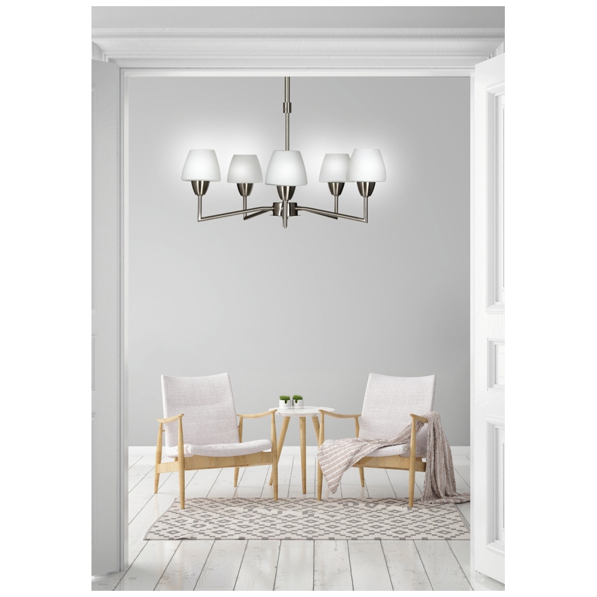 Taklampa på stång TOGO 5xG9/40W/230V mattkrom/vit