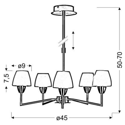 Taklampa på stång TOGO 5xG9/40W/230V mattkrom/vit