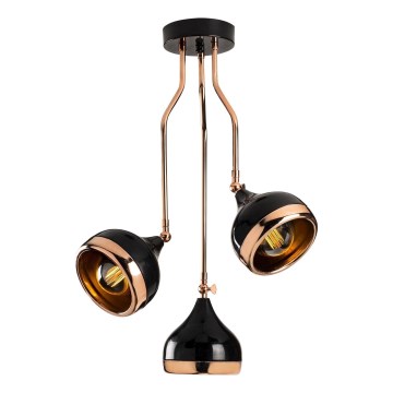 Taklampa på stång YILDO 3xE27/40W/230V svart/koppar