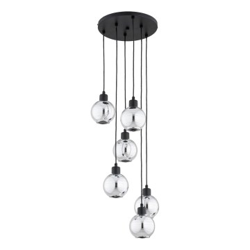 Taklampa på vajer ARVENE 6xE27/15W/230V svart/blank krom
