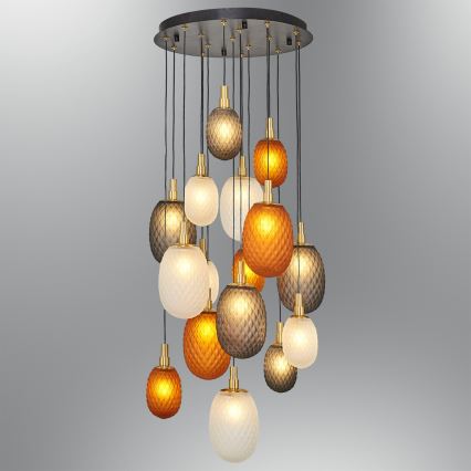 Taklampa på vajer CACTUS 16xG9/5W/230V koppar/grå/vit