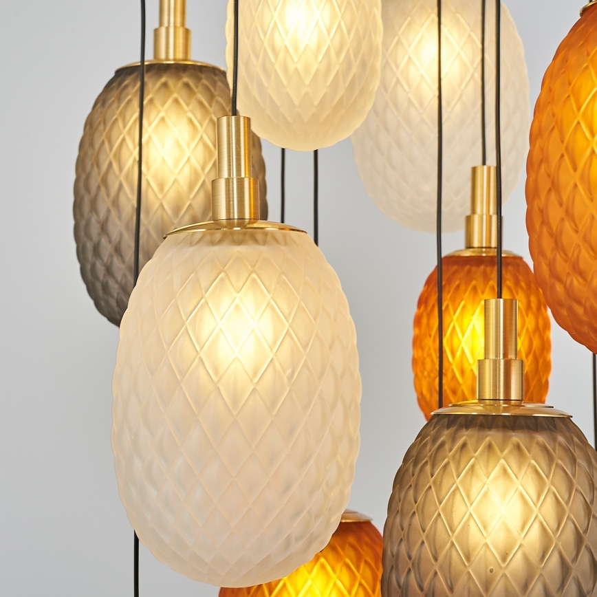 Taklampa på vajer CACTUS 16xG9/5W/230V koppar/grå/vit