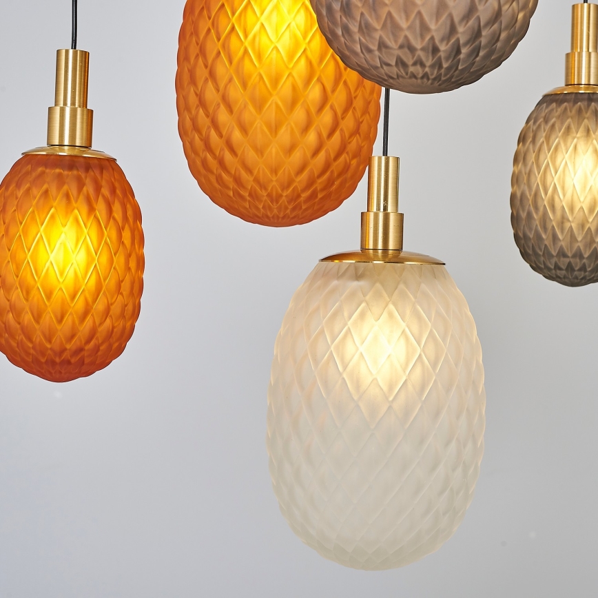 Taklampa på vajer CACTUS 16xG9/5W/230V koppar/grå/vit