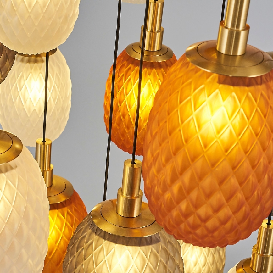 Taklampa på vajer CACTUS 16xG9/5W/230V koppar/grå/vit