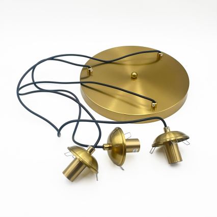 Taklampa på vajer CRISTAL 3xE14/15W/230V mässing/rökig beige