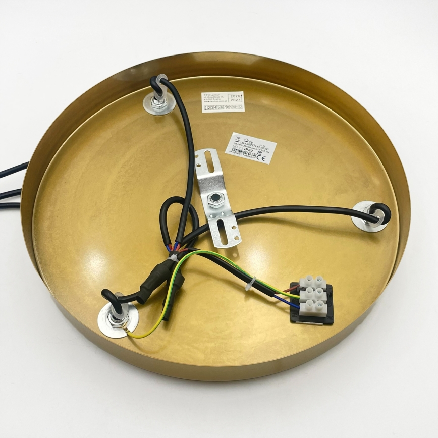 Taklampa på vajer CRISTAL 3xE14/15W/230V mässing/rökig beige