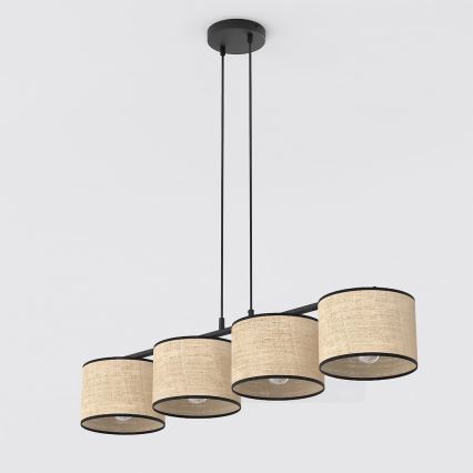 Taklampa på vajer ECO 4xE27/15W/230V beige/rotting