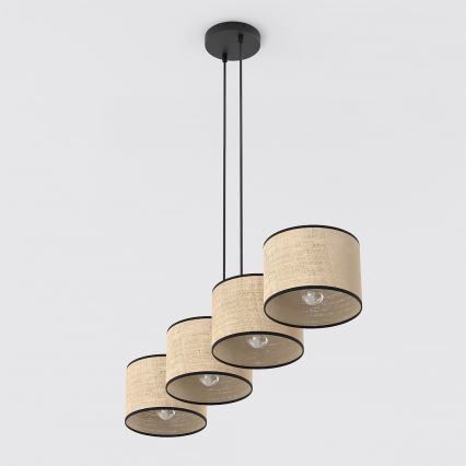 Taklampa på vajer ECO 4xE27/15W/230V beige/rotting