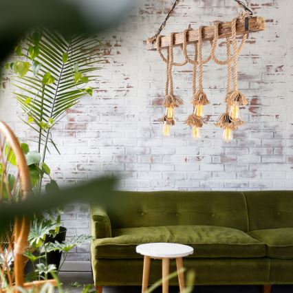 Taklampa på vajer EREBOS 6xE27/40W/230V brun