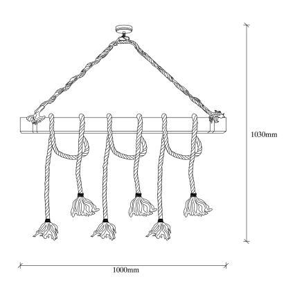 Taklampa på vajer EREBOS 6xE27/40W/230V brun
