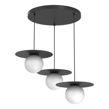 Taklampa på vajer FLAT 3xE27/15W/230V svart