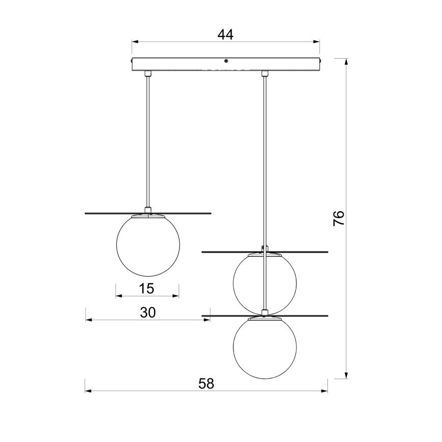 Taklampa på vajer FLAT 3xE27/15W/230V svart