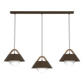 Taklampa på vajer FUNDA 3xE27/15W/230V, brun