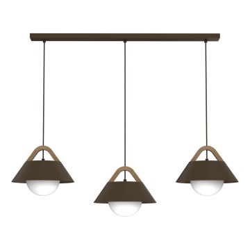 Taklampa på vajer FUNDA 3xE27/15W/230V, brun