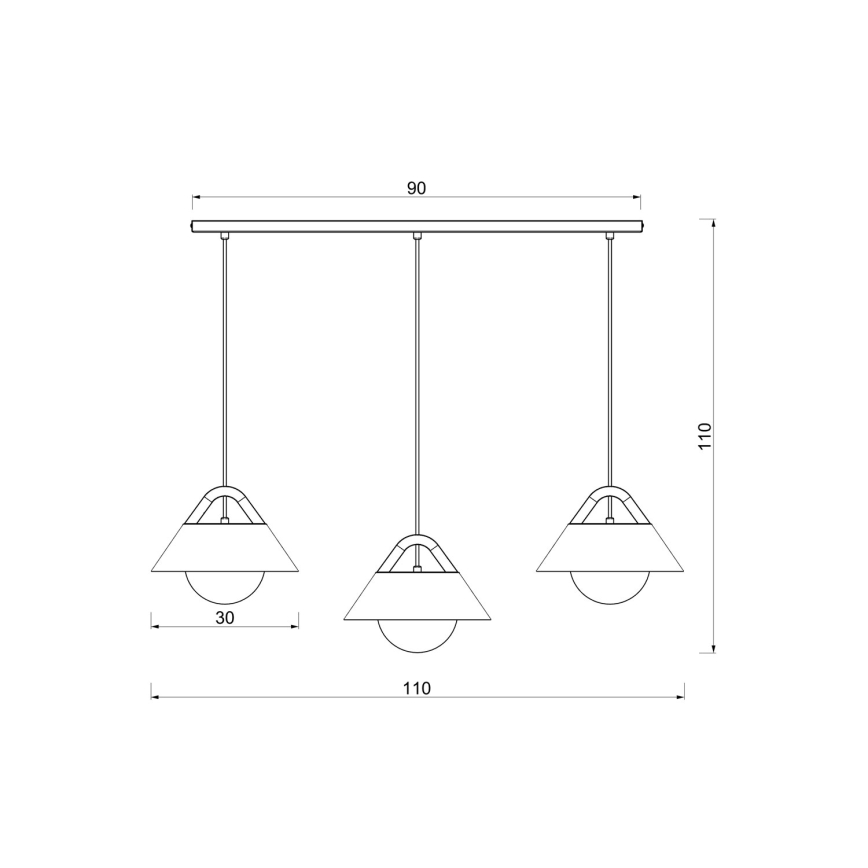 Taklampa på vajer FUNDA 3xE27/15W/230V, brun
