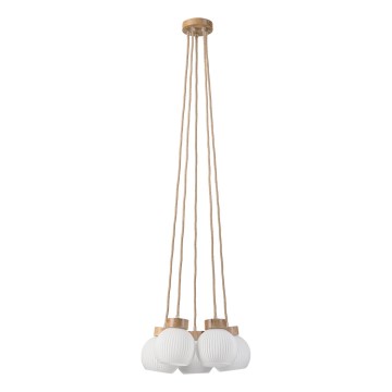Taklampa på vajer LOOMIS 5xE27/15W/230V 130 cm beige/ek