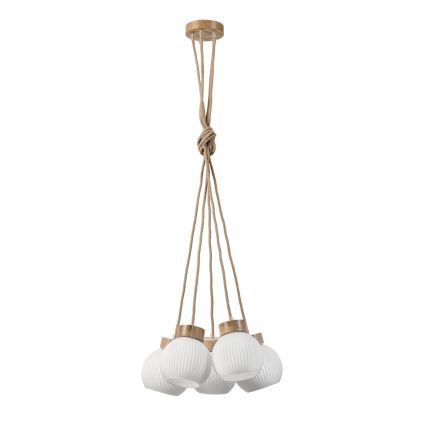 Taklampa på vajer LOOMIS 5xE27/15W/230V 130 cm beige/ek
