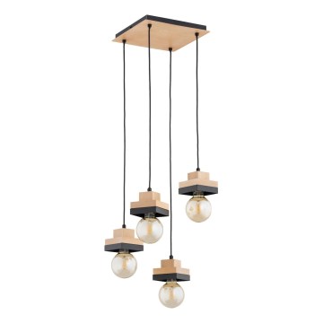 Taklampa på vajer MIKO 4xE27/15W/230V svart/beige
