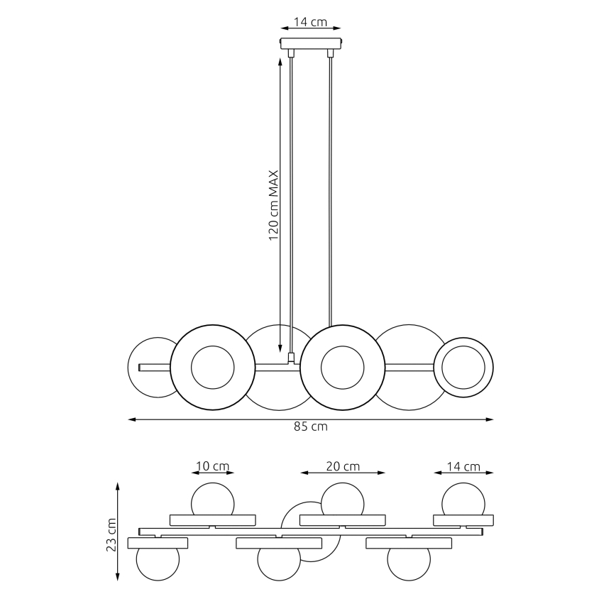 Taklampa på vajer MODEL 6xG9/8W/230V vit