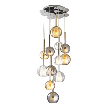 Taklampa på vajer MUSCAT 12xE14/40W/230V rökfärgad/guldfärgad/klar