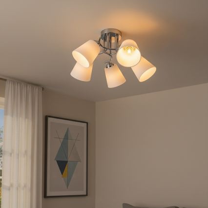 Taklampa PAFOS 5xE27/15W/230V blank krom