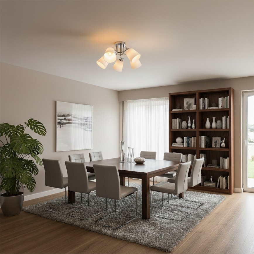 Taklampa PAFOS 5xE27/15W/230V blank krom