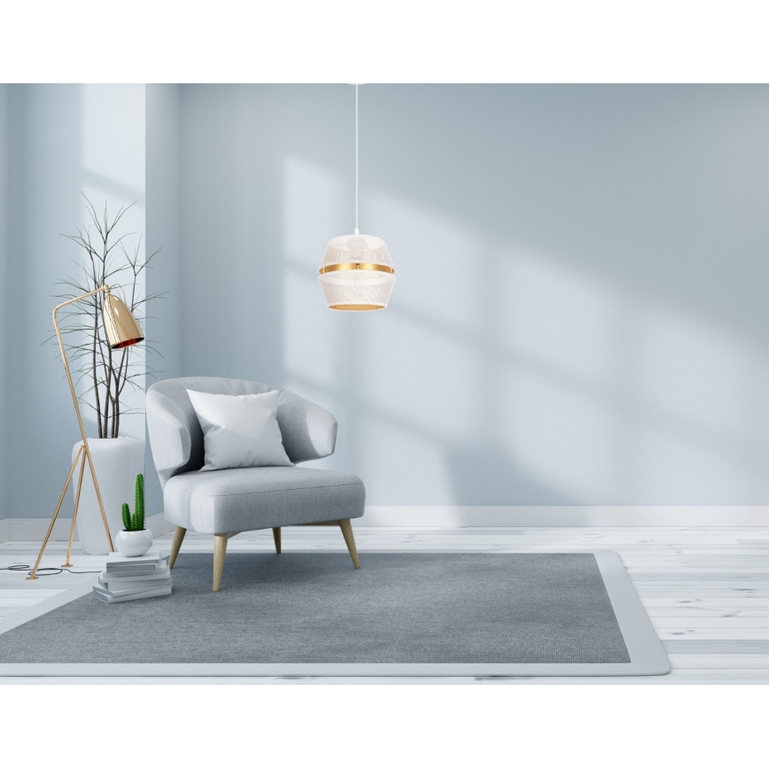 Taklampa på kabel PARIS 1xE27/60W/230V vit/guld