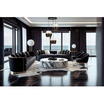 Taklampa på kabel PARIS 3xE27/60W/230V Ø 45 cm vit/svart/guld