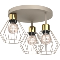 Taklampa PARKLA 3xE27/15W/230V beige/guld