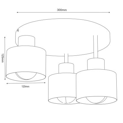 Taklampa PARKLA 3xE27/15W/230V svart/guld