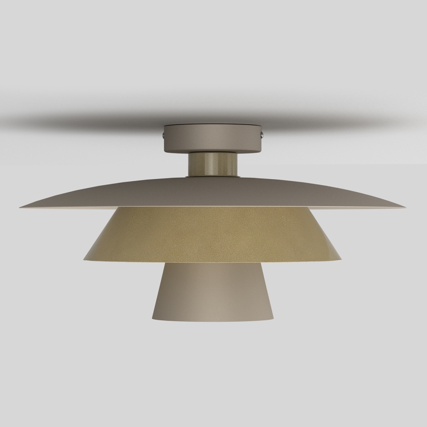 Taklampa PLATO 1xE27/15W/230V Ø 32 cm beige/guld