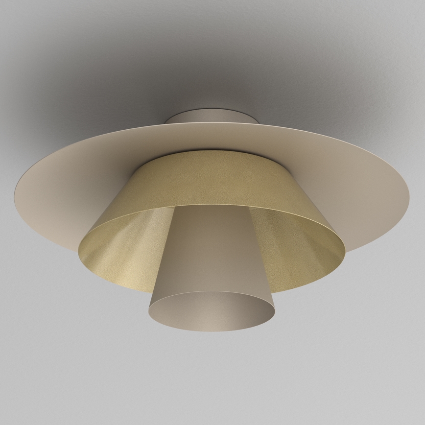 Taklampa PLATO 1xE27/15W/230V Ø 38 cm beige/guld
