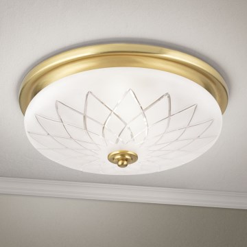 Taklampa PORTO 2xE27/40W/230V diameter 37 cm guld