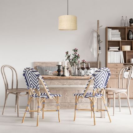 Taklampa på lina RATTAN 1xE27/60W/230V Ø 25 cm rotting