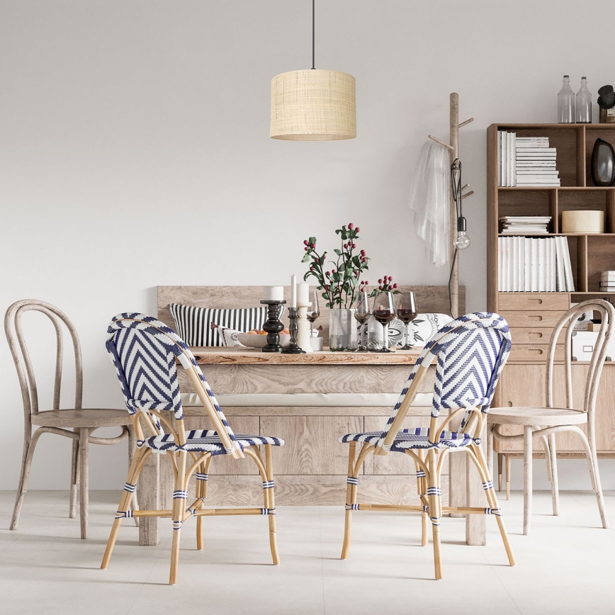 Taklampa på lina RATTAN 1xE27/60W/230V Ø 25 cm rotting