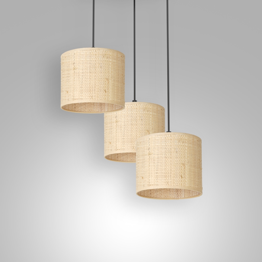 Taklampa på lina RATTAN 3xE27/60W/230V rotting