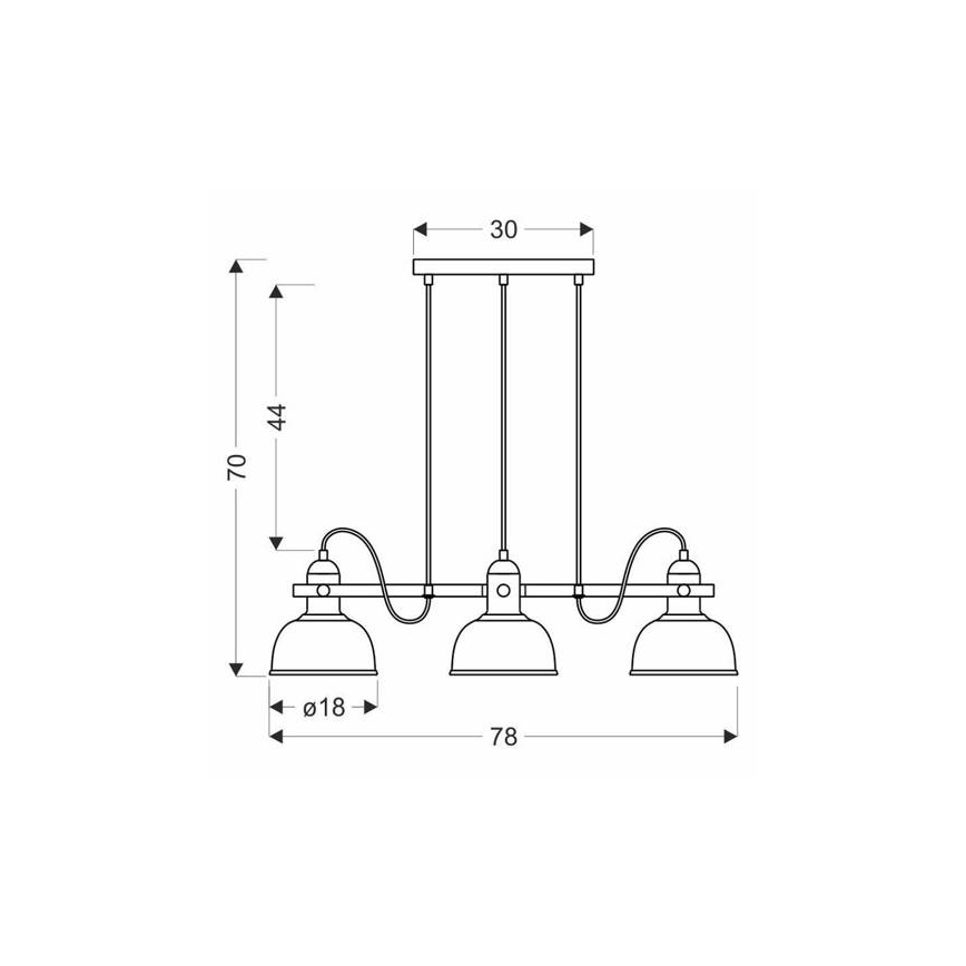 Taklampa på kabel RENO 3xE27/40W/230V svart/brun
