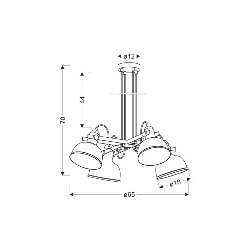 Taklampa på kabel RENO 4xE27/40W/230V svart/brun