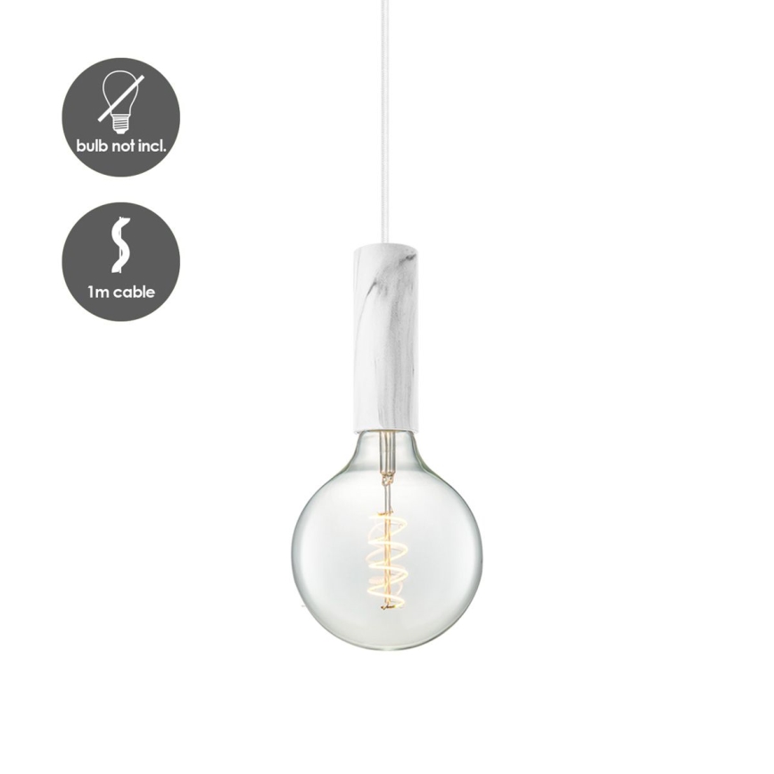 Taklampa på kabel SAGA 1xE27/40W/230V marmor