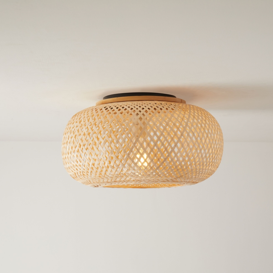 Taklampa SALOMON 1xE27/10W/230V diameter 40 cm bambu