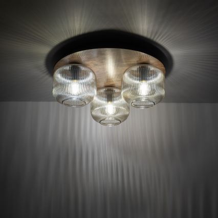 Taklampa SALVIA 3xE14/10W/230V Ø 40 cm brun/rökbrun