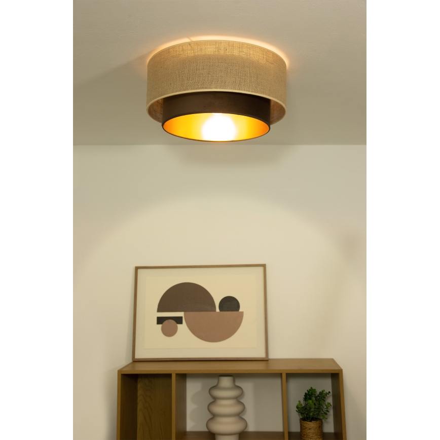 Taklampa SARTA 1xE27/60W/230V Ø 45 cm brun/jute
