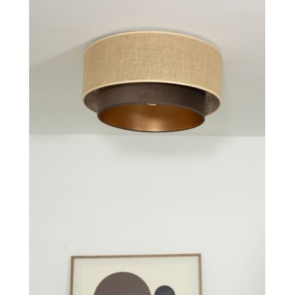 Taklampa SARTA 1xE27/60W/230V Ø 45 cm brun/jute