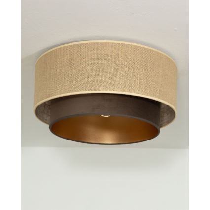 Taklampa SARTA 1xE27/60W/230V Ø 45 cm brun/jute