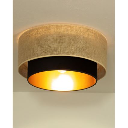 Taklampa SARTA 1xE27/60W/230V Ø 45 cm svart/jute