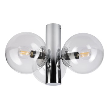 Taklampa SFERIO 3xE14/5W/230V blank krom/klart glas