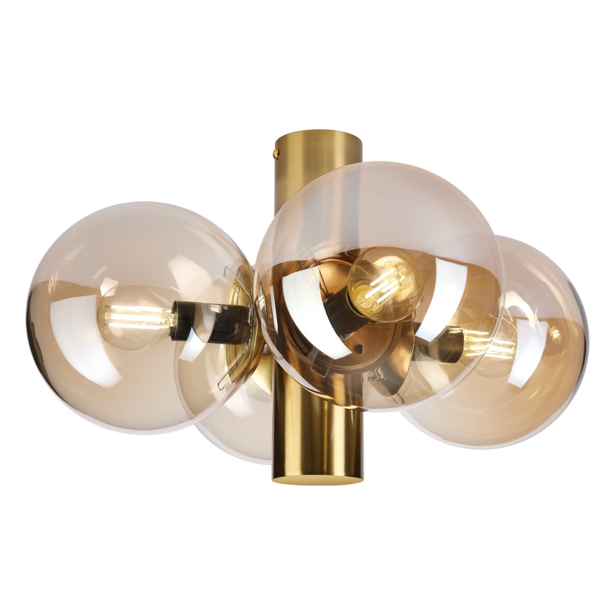 Taklampa SFERIO 4xE14/5W/230V mässing/rökig beige
